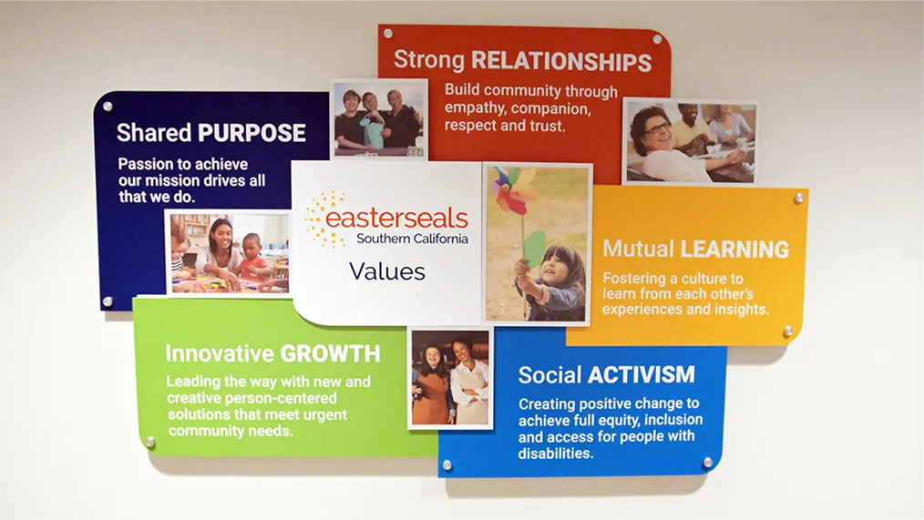 Celebrated the organization’s new values that guide our collective work A collage Celebrating the organization's new values