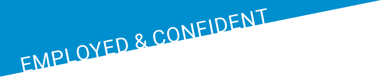 Blue "Employed & Confident" banner